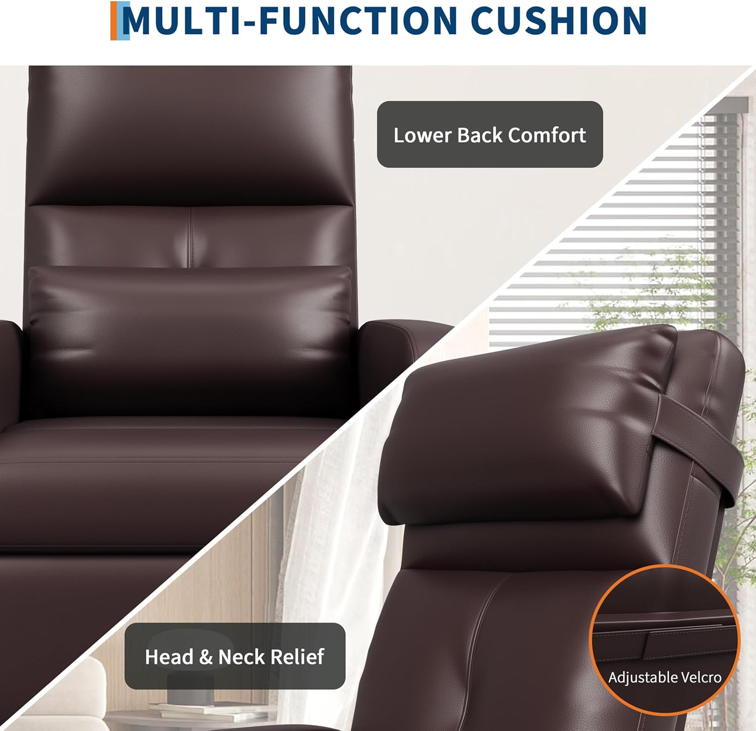 GarveeHome Power Recliner Chair - Heat and Massage, Adjustable Electric Recliner Ergonomic PU Leather Single Sofa, Tall Back, Padded Seat, Home Theater Seating for Living Room