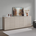 SICOTAS Buffet Cabinet with Storage Accent Sideboard Modern Credenza with Doors & Shelves Fluted Media Console Mid Century Coffee Bar Table for Living Room Kitchen Dining Room Hallway (3PCS)