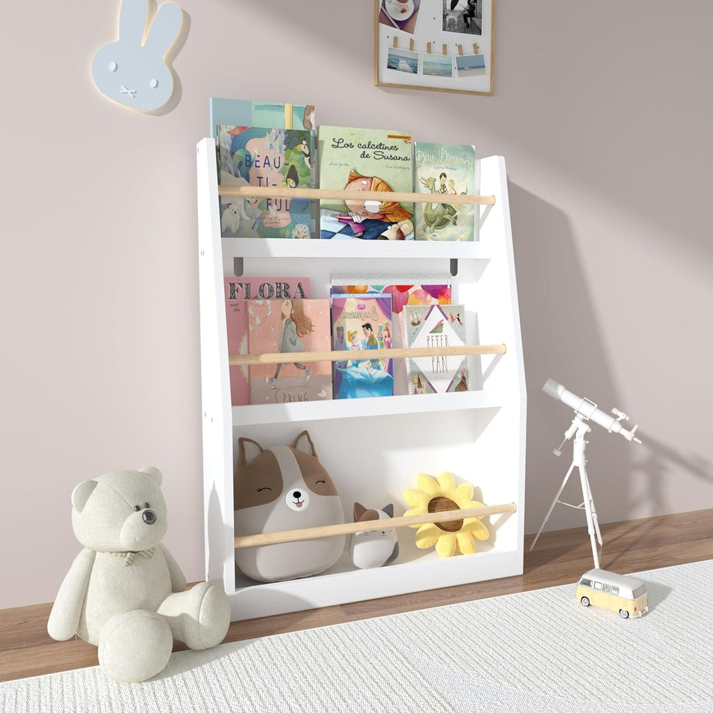 3 Tier Book Shelf,Book Rack, Helps Keep Bedrooms, Playrooms, and Classrooms Organized,White
