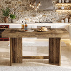 Tribesigns 55" Kitchen Island, Farmhouse Wooden Stationary Island Table with Large Worktop & Leg Room, Coffee Bar Table for Meal Prep, Dining, Entertaining, Natural Brown