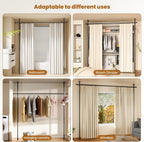 Abiglifty Room Divider Curtain Rods No Drilling, Adjustable 4-10Ft(H) Wall Divider for Room Separation, Temporary Privacy Tension Curtain Rods, Freestanding Space Room Separator, Black