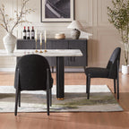 Morden Fort Boucle Dining Chairs Set of 4, Thick Upholstered Chairs with Metal Legs & Curved Backrest, Post Modern Minimalist Chair for Dining Room, Kitchen, Living Room, Bedroom, Apartments, Black
