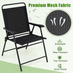 S AFSTAR Patio Chairs Set of 4, Outdoor Folding Lawn Chairs Sling Back Dining Chairs with Armrests & Breathable Seat, Metal Frame Folding Chairs for Garden, Deck, Yard & Porch