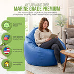 Marine Vinyl Small Bean Bag Chair - Portable Setting Lounger for Boats, Patios & Pools - w/Polystyrene Beads and CertiPUR Foam Filled Toddler Chair for Teens and Kids, 31"x 33"x 20", Gray, 15lbs