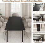 IDEALHOUSE Dining Room Table for 6-8 People, 71”Dining Table, Kitchen Table with Iron Legs and Irregular Desktop, Quick Assembly, 300 Lbs Capacity, for Kitchen, Living Room, Black(Only Table)