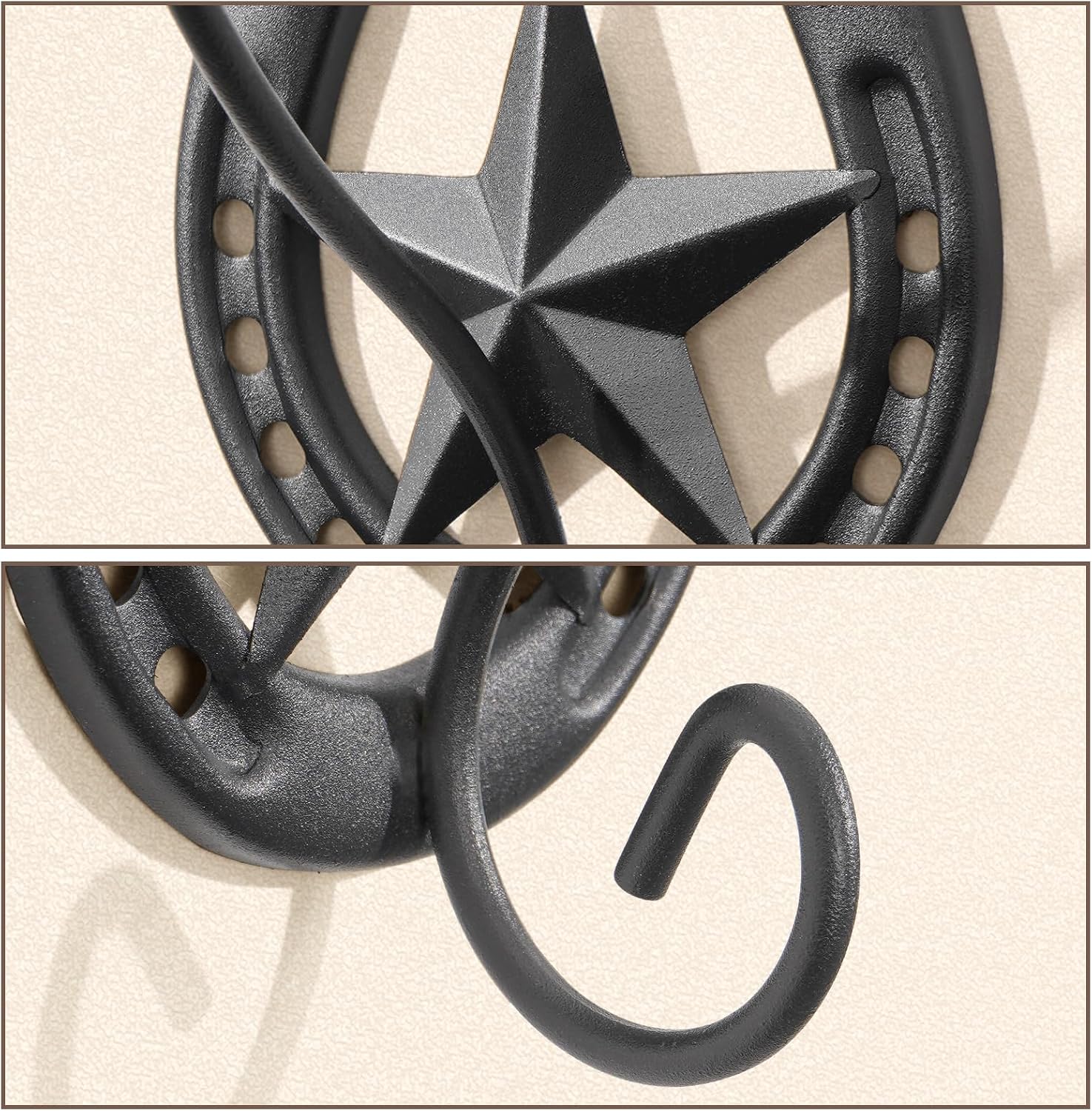 Cowboy Hat Holder for Wall 2 Pack Metal Iron Cowboy Hat Rack Western Hat Hanger Horseshoe Hooks Storage Cowboy Hat Organizer Display Closet Living Room Western Gifts Wall Decor Black