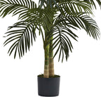 Nearly Natural 4ft Golden Cane Palm, Double Stalk Artificial Tree With Lush Realistic Foliage Maintenance Free Indoor Faux Palm Plant For Living Room, Easy Setup, Perfect Tropical Decoration