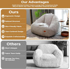 Giant Bean Bag Chair for Adults Teens and Kids, Cozy Fluffy Corduroy Beanbag Chair with Filler Large Floor Lounge Sofa for Living Room, Bedroom (L-Light Grey)