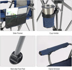 REDCAMP Oversized Tall Camping Chair for Adults, 330lbs Portable High Folding Directors Chair, Foldable Bar Height Stool with Side Pocket for Lawn Sport, Blue