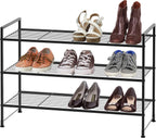Simple Houseware 3-Tier Stackable Shoes Rack Storage Shelf, Black