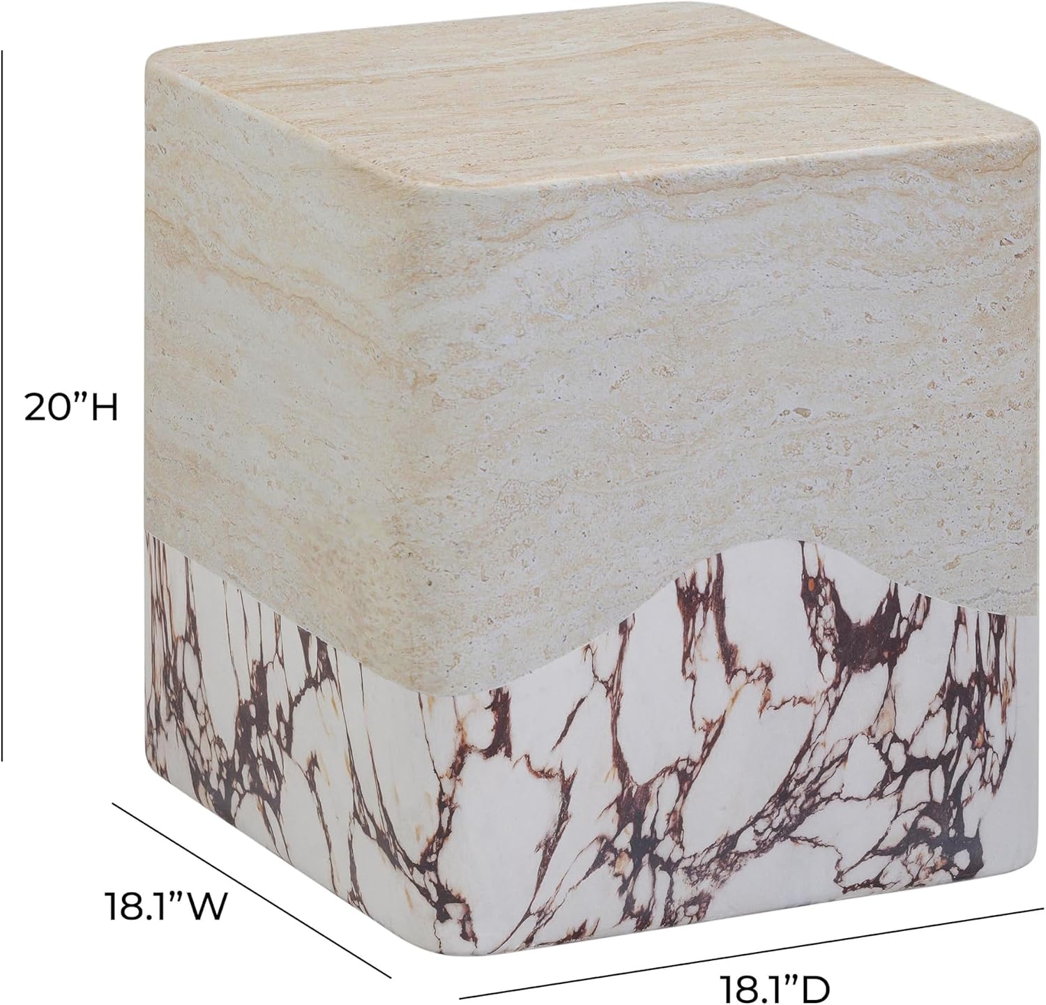 First of a Kind Side Table in Breccia,Travertine Concrete