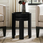 LuxenHome Set of 2 Black Nesting Tables, Space Saving Modern Round Side Table Set for Living Room, Bedroom