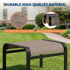 Outdoor Ottoman Set of 2, Outdoor Foot Stool with Textliene Fabric, Metal Frame, Stackable Oversized Foot Rest for Patio Garden Pool, Light Brown