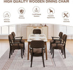 adochr Modern Wood Dining Chairs with Arms, Velvet Upholstered Kitchen Chairs with Open Curved Backrest & Hardwood Legs, Accent Chairs 350 LBS Capacity, Brown
