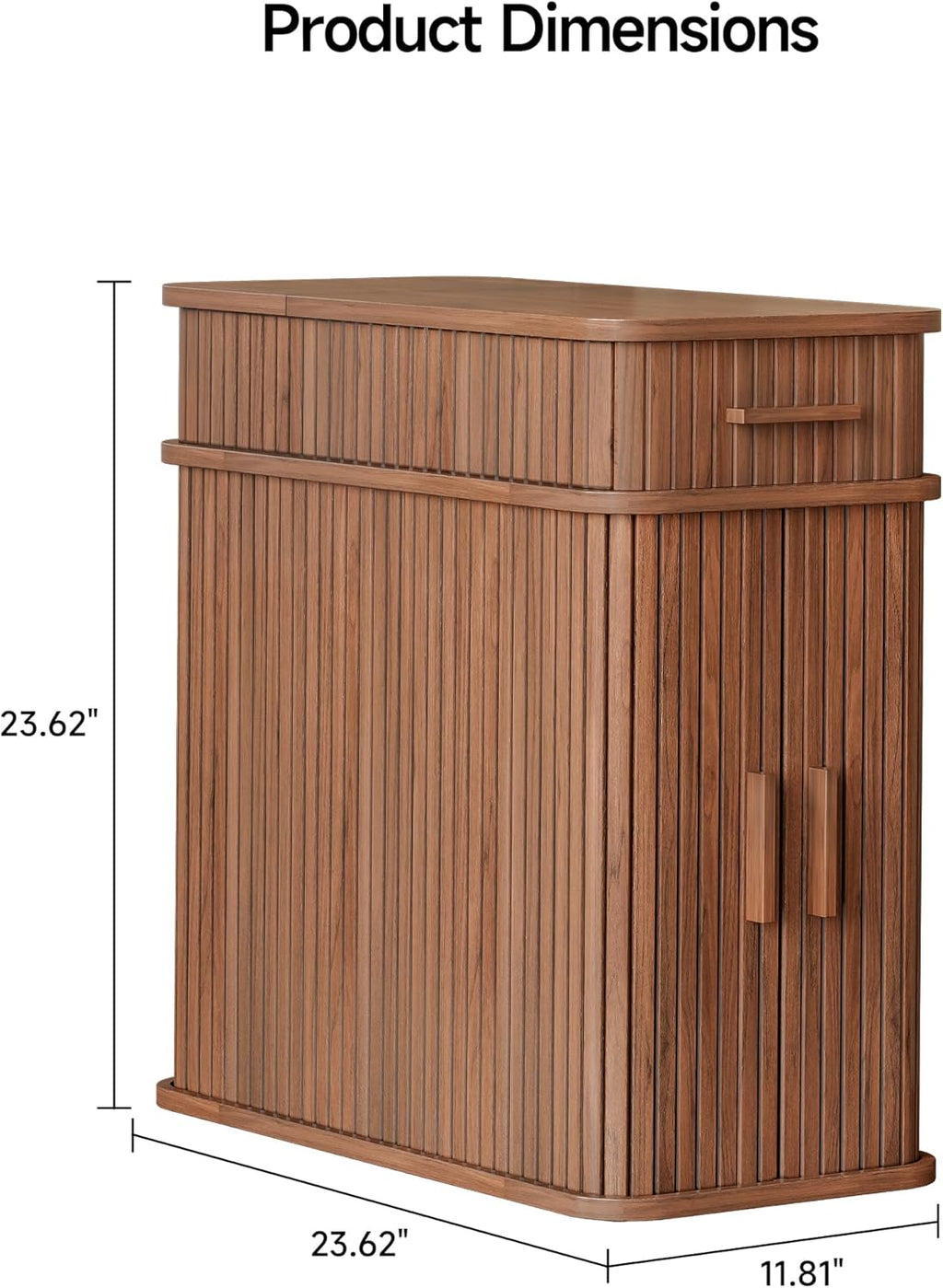 ONBRILL Fluted End Table with Charging Station, Narrow Side Table with Drawers, Wood Skinny Nightstand with Storage, Mid-Century Modern Bedside Tables for Small Space Living Room Bedroom Sofa Couch