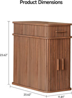 ONBRILL Fluted End Table with Charging Station, Narrow Side Table with Drawers, Wood Skinny Nightstand with Storage, Mid-Century Modern Bedside Tables for Small Space Living Room Bedroom Sofa Couch