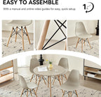 5-Piece Round Dining Table Set, Small 35.5" Kitchen Table Chairs Set of 4 Space Saving Furniture, Plastic Seats, Solid Wood Legs, for Living Room Apartment Office Home, Sand