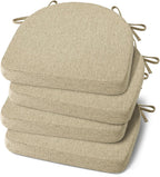 Shinnwa Dining Chair Cushions Set of 4, Non-Slip Kitchen Chair Cushions with Ties and Machine Washable Cover, Sef of 4, 17 x 16.5 x 2in, Natural Linen
