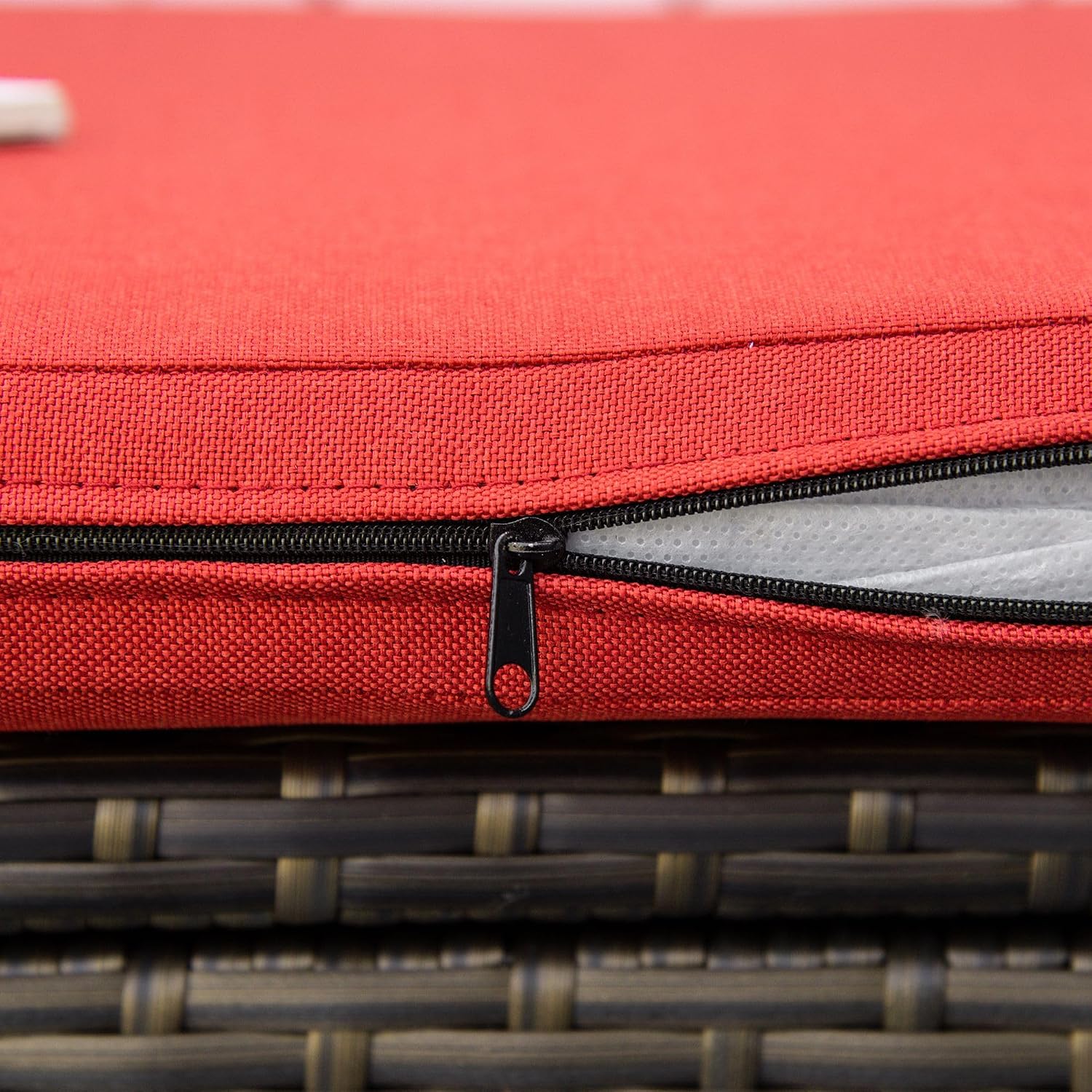27Gallon Rectangular Polyethylene Rattan Storage Bench Red Stackable Durable Weather Resistant Outdoor Heavy Duty with Lid