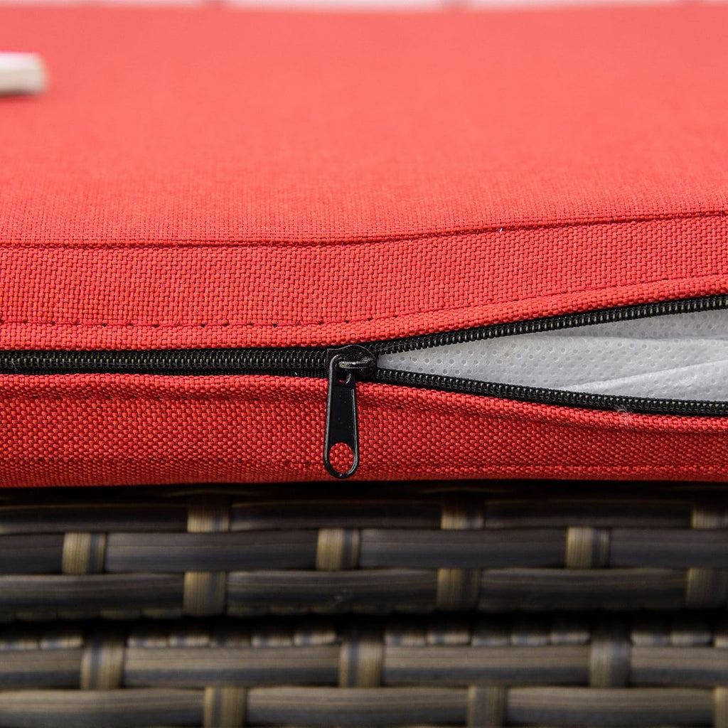 27Gallon Rectangular Polyethylene Rattan Storage Bench Durable Red Outdoor Heavy Duty with Hinged Lid Weatherproof Furniture