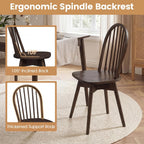 Giantex Windsor Dining Chairs Set of 2, Farmhouse Swivel Kitchen Chairs with Spindle Back, Solid Rubber Wood Frame, Mid Century Armless Dining Room Chairs for Home Kitchen Restaurant, Walnut