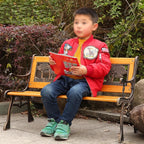 Outdoor Patio Garden Bench, Children Mini Park Bench with Backrest and Armrests, for Porch, Lawn, Backyard and Indoor