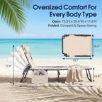 Flamaker Oversize Face Down Chaise Lounge Chair, 27 Inch Wide Foldable Outdoor Patio Chair, 5-Position Adjustable Tanning Chair with Face& Arm Holes for Sunbathing, Pool, Beach, Lawn (Beige, 1 Pcs)