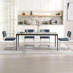 Zesthouse Faux Leather Dining Chairs Set of 6, Industrial Metal Chairs with Stainless Chrome Legs, Mid Century Modern Cesca Chair for Kitchen & Dining Living Room, Upholstered Armless Chair, Blue