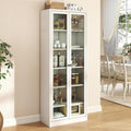 72" Storage Cabinet Metal Kitchen Pantry Cabinet with 2 Glass Doors & Adjustable Shelves,Freestanding Storage Organizer Utility Cupboard for Pantry, Kitchen, Bathroom,White
