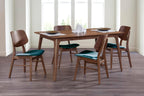 New Classic Furniture Oscar 5-Piece Wood 60" Dining Table Set in Teal