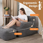 LOVMOC Bean Bag Sofa Chair with Ottoman, Comfy Floor Couch, Oversized Reading Chair for Bedroom, Dorm Room, Living Room, Darkgrey