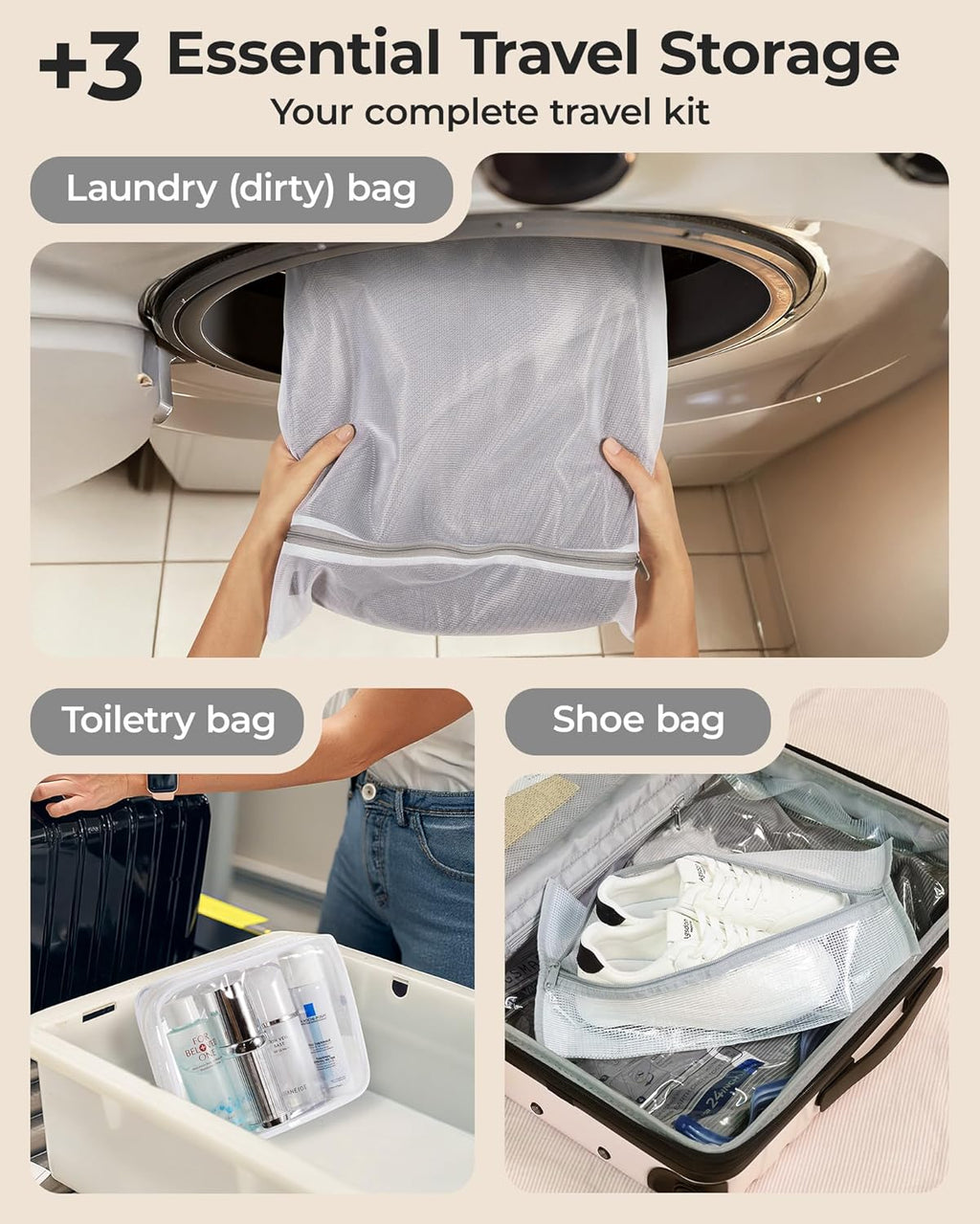 BAGSMART Travel Vacuum Bags with Rechargeable Electric Pump, 18PC Kit | Wireless Pump, Bonus Shoe, Laundry & Toiletry Bags, Reclaim 80% luggage space. Ideal for suitcase packing, travel & home.
