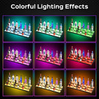 LED Illuminated Bar Bottle Display Rack, 3-Tier 32" Multi-Color Whiskey Rack, Tabletop Wine Rack Equipped with RF Remote Control and App Control Ideal Choice for Home Bar, Whiskey Lovers Gift