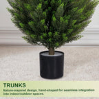 Artificial Cedar Trees 3FT Faux Cedar Topiary Evergreen Plants UV Resistant Outdoor Indoor Fake Cypress Pine Trees with Planter for Front Porch Entryway Patio Garden Home Decor Set of 2
