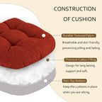 ELFJOY Chair Cushions for Dining Chairs 18" x 18" x 3" Kitchen Chair Cushions Set of 4 Tufted Chair Pads with Ties and Non-Slip Backing Comfortable Seat Cushion for Indoor Dining Room (Rust)