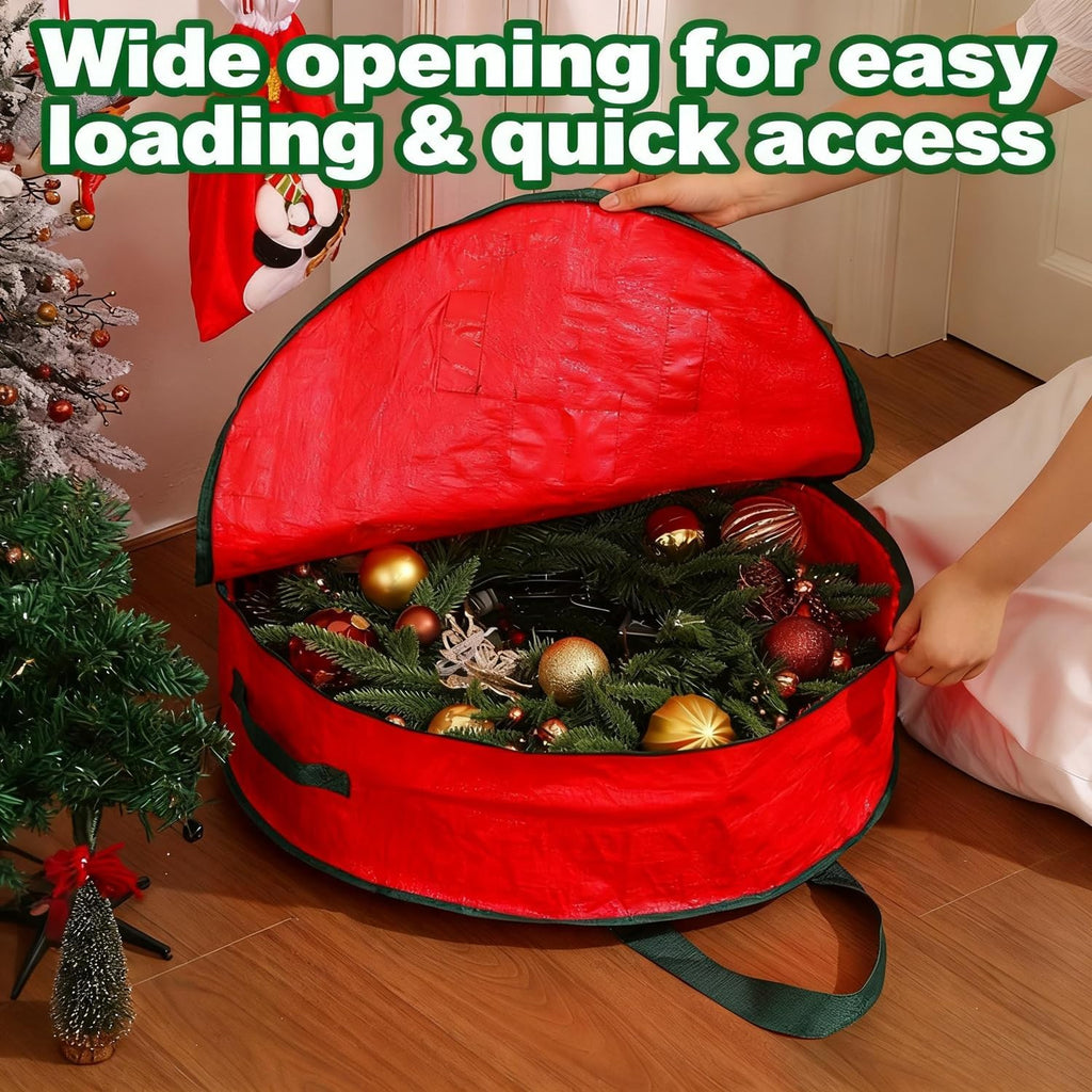 2 Pack 30" Wreath Storage Bags, Heavy Duty Christmas Wreath Organizer with Zipper & Handles, Large Holiday Storage for Wreaths, Garland & Greenery