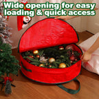 2 Pack 30" Wreath Storage Bags, Heavy Duty Christmas Wreath Organizer with Zipper & Handles, Large Holiday Storage for Wreaths, Garland & Greenery
