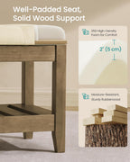 SONGMICS Entryway Storage Bench with Solid Wood Frame, Console Table with Storage, Sofa Table, Ottoman with Tufted Cushion, for Living Room, 15.7 x 42.9 x 17.7 Inches, Summer Sand ULSF009LF01