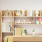 Kids Desk＆Table with Shelves and Drawers Wooden Kids Media Desk Student Learning Computer Workstation and Writing Desk (Natural)