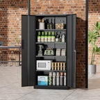 Greenvelly 72" H Metal Storage Cabinet, 36" W x 18" D Black Metal Cabinet with 2 Doors and 4 Adjustable Shelves,Locking Cabinets for Office, Home, Garage, School