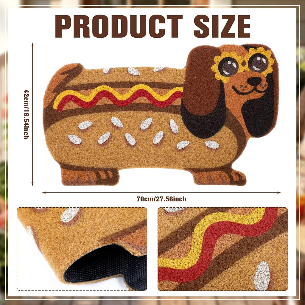 Tinideya Summer Dachshund Door Mat 17 x 28 Inch Funny Hot Dog Dog Welcome Mat for Front Porch, Entrance, Patio, Outdoor Indoor Decor
