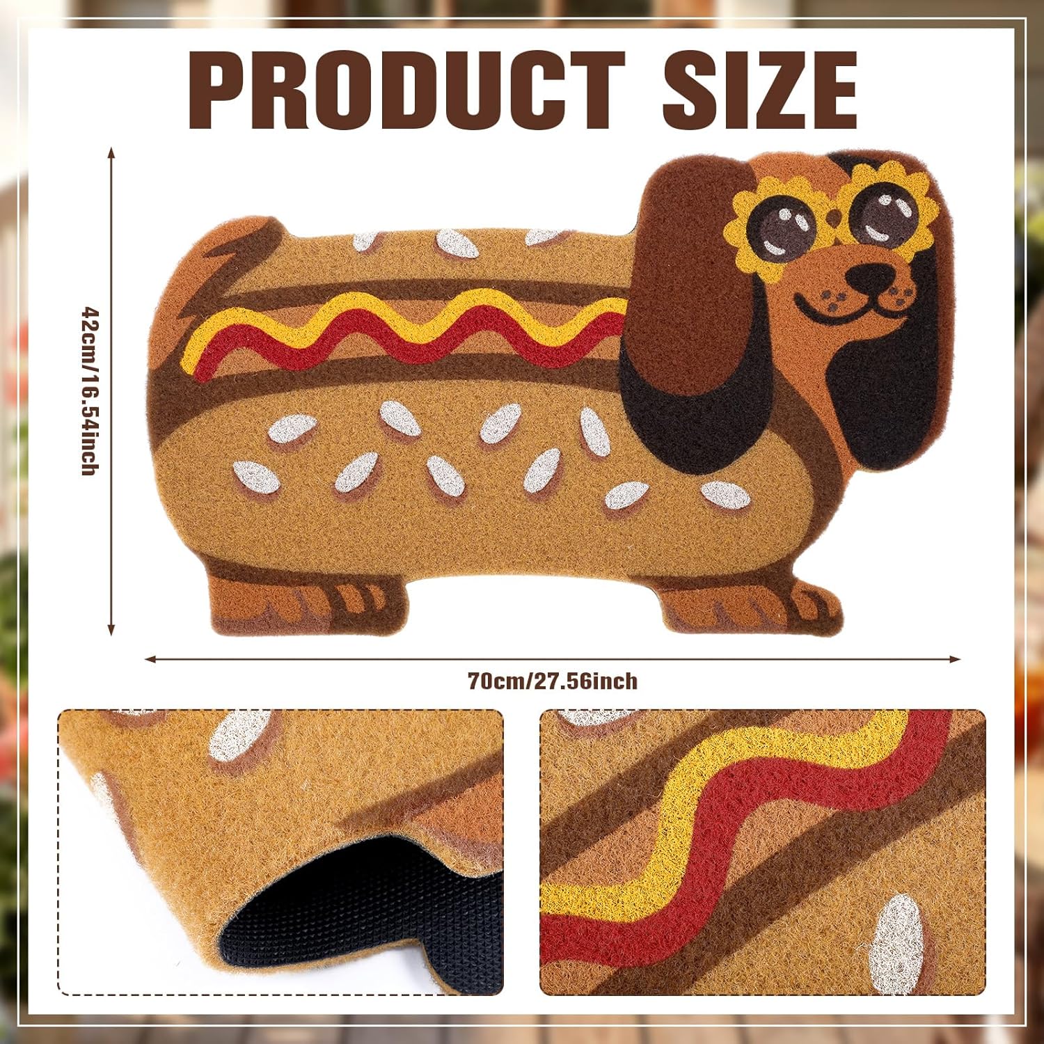 Tinideya Summer Dachshund Door Mat 17 x 28 Inch Funny Hot Dog Dog Welcome Mat for Front Porch, Entrance, Patio, Outdoor Indoor Decor