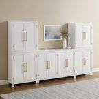 Crosley Furniture Roarke 3-Piece Modern Sideboard Buffet Cabinet and Kitchen Storage Pantry Set, White