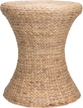 Household Essentials Handwoven Water Hyacinth Wicker Stool with Hourglass Shape, Natural