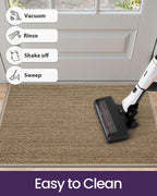 DEXI Ultra Thin Entryway Indoor Door Mat 24x36, Non Slip Rubber Backing Inside Entry Mat, Low Profile Easy Clean Dirt Trapper Doormat for Inside Entrance Patio, Beige