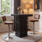 Tribesigns Square Bar Table, 37.4” H Modern Bar Height Pub Table with Stacked Block Base, Black High Top Bistro Table for Kitchen Nook, Living Room, Small Spaces (Table Only)