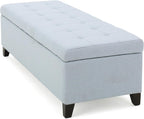 Storage Ottoman Bench, End of Bed Ottoman Bench Legs, Upholstered Entryway Storage Bench, for Bedroom, Living Room, Holds up to 250 lb, Beige (Light Sky)