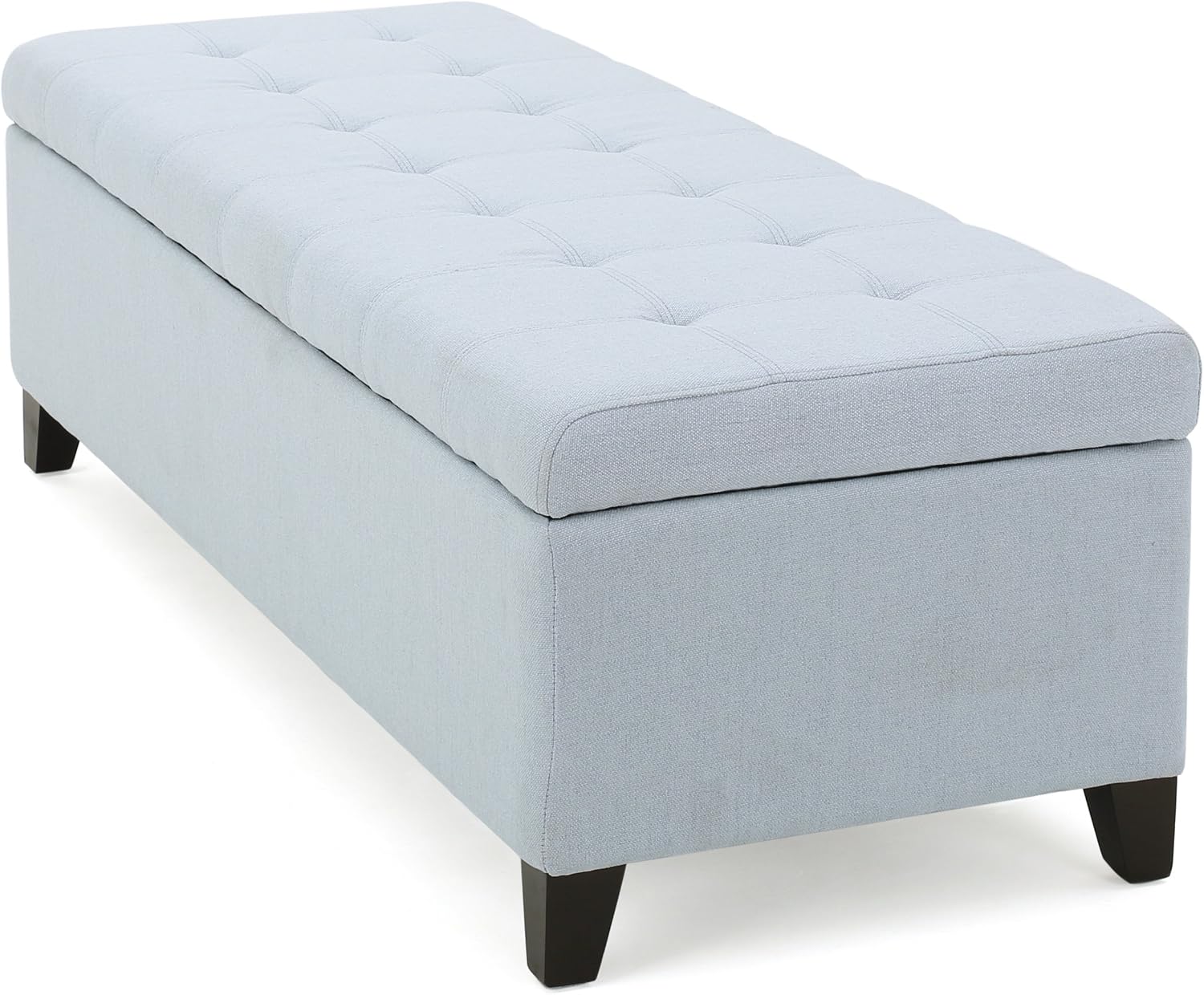 Storage Ottoman Bench, End of Bed Ottoman Bench Legs, Upholstered Entryway Storage Bench, for Bedroom, Living Room, Holds up to 250 lb, Beige (Light Sky)