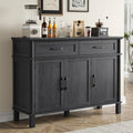 48 Inch Sideboard Buffet Cabinet with Storage, Farmhouse Coffee Bar Cabinet with 2 Drawers, Adjustable Shelves, Wood Sideboard Credenza for Kitchen, Living Room, Entryway, Black