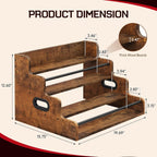 LIVELYGLOW 19.6”W x 15.74" D x 12.5" H Inches Versatile 4-Step Coffee Syrup & Water Bottle Organizer Rack Multi-Functional Retro Display Shelf for Kitchen or Bar, Holds Liquor & Spirits, Wooden